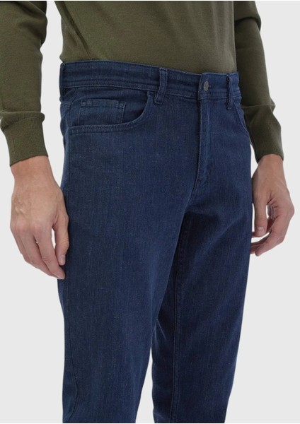 Mavi Düz Slim Fit Denim Pamuk Karışımlı Pantolon fırsatları