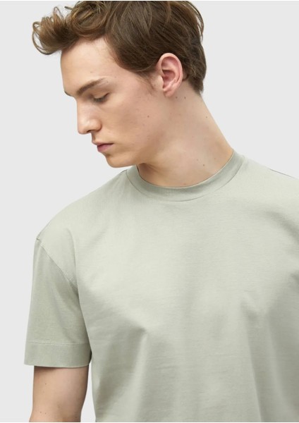 Bej Düz Bisiklet Yaka %100 Pamuk T-Shirt modelleri