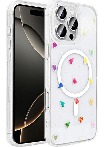 iPhone 16 Pro Max Kılıf Magsafe Özellikli Şeffaf Yapılı ve Figürlü Folk Premium Sert Silikon Kapak