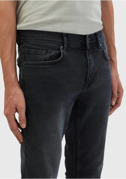 Koyu Gri Düz Slim Fit Denim Pamuk Karışımlı Pantolon fırsatları