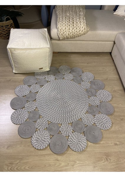 Hasır Jüt Çiçek Desenli Kilim Halı fırsatları