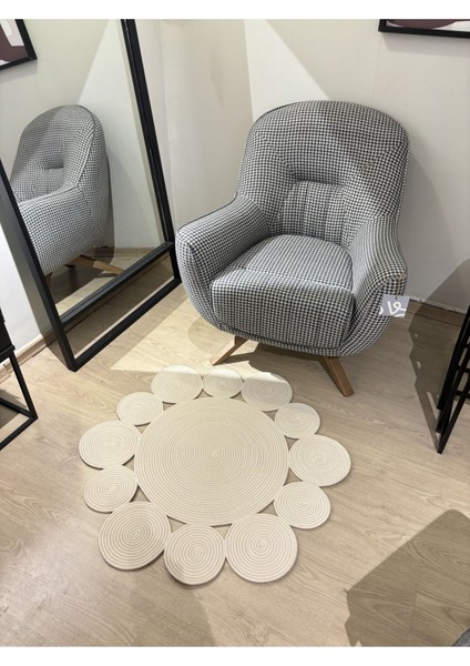 Rhea Jüt Hasırlı El Örgüsü Kilim Halı Hasır Yuvarlak
