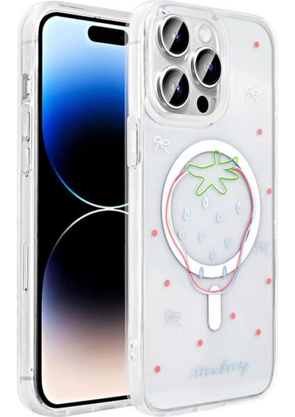 iPhone 14 Pro Kılıf Magsafe Özellikli Şeffaf Yapılı ve Figürlü Folk Premium Sert Silikon Kapak