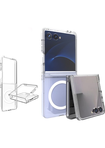 Samsung Galaxy Z Flip 7 Kılıf Magsafe Şarj Özellikli Şeffaf Kamera Çerçeveli Porto Kapak fırsatları