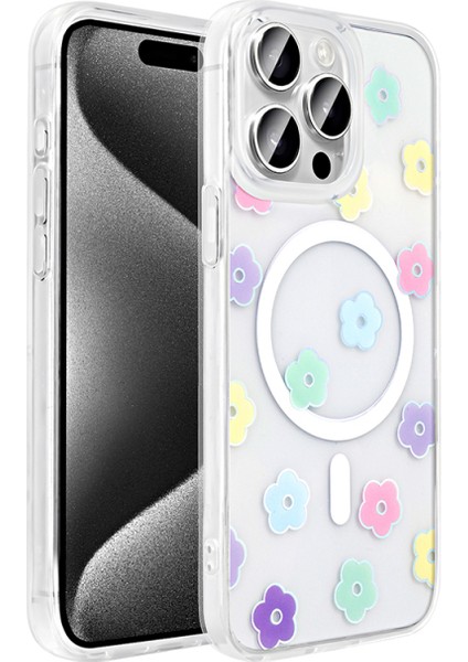 iPhone 15 Pro Kılıf Magsafe Özellikli Şeffaf Yapılı ve Figürlü Folk Premium Sert Silikon Kapak