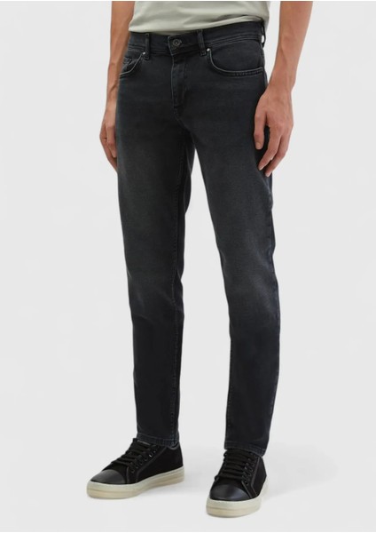 Koyu Gri Düz Slim Fit Denim Pamuk Karışımlı Pantolon modelleri