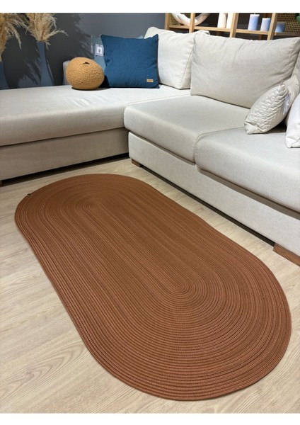 Galileo Oval Jüt Yuvarlak Hasır Görünümlü Klasik Halı Kilim