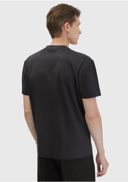 Siyah Çizgili Bisiklet Yaka %100 Pamuk T-Shirt indirimleri