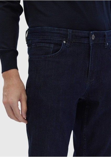 Lacivert Düz Slim Fit Denim Pamuk Karışımlı Pantolon modelleri