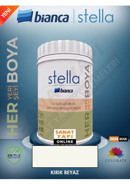 Stella Su Bazlı Saf Akrilik Boya Kırık Beyaz