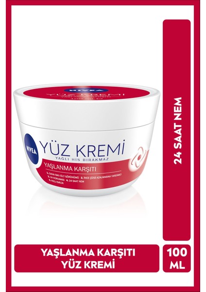 Yaşlanma Karşıtı Yüz Kremi - Tüm Cilt Tipleri için Nemlendirici, 100 ml modelleri