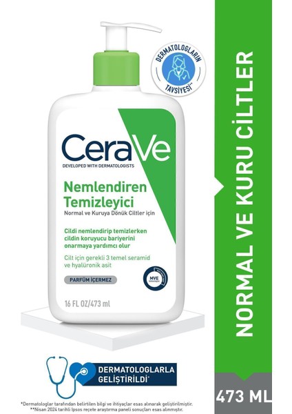 Krem Temizleyici - Kuru ve Normal Ciltler İçin Nazik Nemlendirme ve Cilt Bariyerini Güçlendirme, 473 ml indirimleri