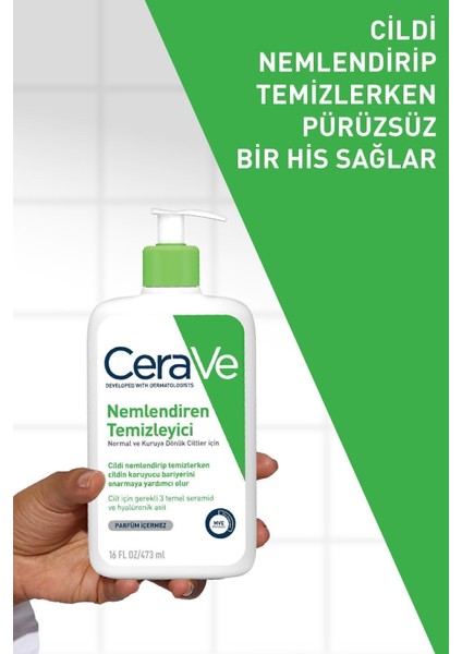 Krem Temizleyici - Kuru ve Normal Ciltler İçin Nazik Nemlendirme ve Cilt Bariyerini Güçlendirme, 473 ml