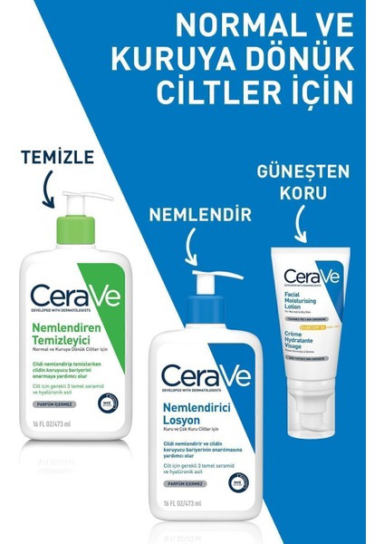 Krem Temizleyici - Kuru ve Normal Ciltler İçin Nazik Nemlendirme ve Cilt Bariyerini Güçlendirme, 473 ml