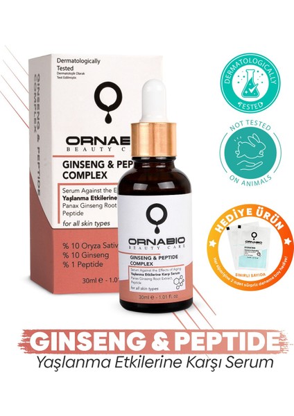 Ginseng & Peptid Yaşlanma Karşıtı Serum - Tüm Cilt Tipleri için Arbutin ile Kırışıklık ve Leke Görünümü , 30 ml