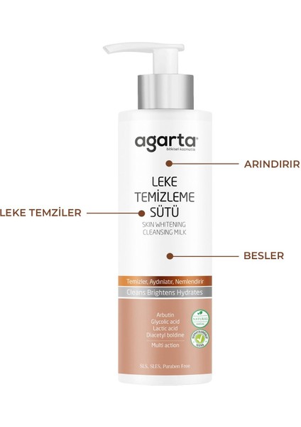 Doğal Cilt Lekesi Temizleme Sütü - Karma Ciltler için C Vitamini ile Zenginleştirilmiş Leke Giderici ve Ton Eşitleyici, 225 ml indirimleri