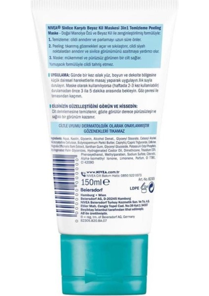 Yüz Maskesi - Tüm Cilt Tipleri İçin Sivilce Önleyici, Doğal Manolya Özlü Derin Temizlik ve Arındırma, 150 ml