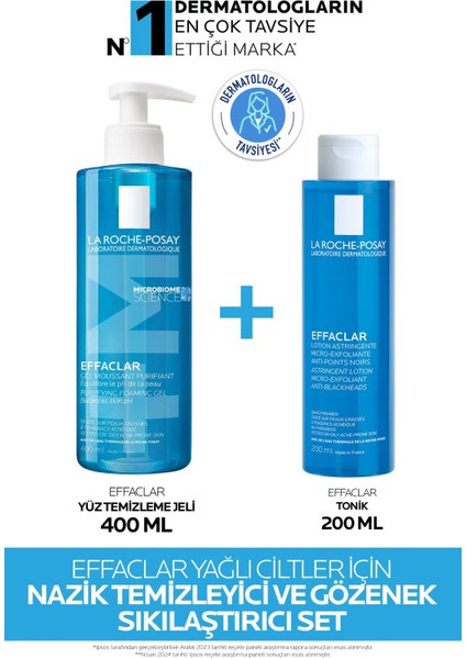 Effaclar Yağlı Ciltler İçin Set: Nazik Temizleyici Jel ve Mikro Soyucu Tonik (400 ml + 200 ml)