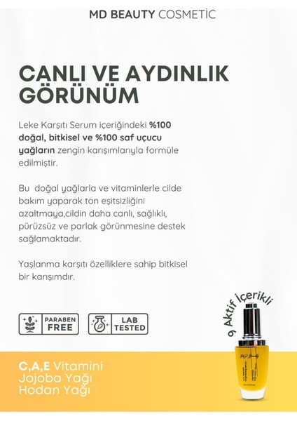 Aydınlatıcı Serum 30 ml Kuşburnu Özlü Leke Karşıtı Besleyici Tüm Cilt Tiplerine Uygun