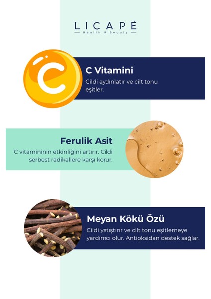 C Vitamini ve Ferulik Asit İçeren Aydınlatıcı Nemlendirici Serum 30 ml Karma Ciltler İçin modelleri