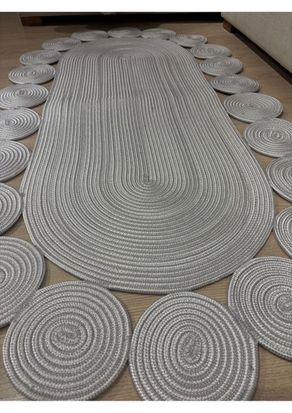 Oval Papatya Hasır Jüt Çiçek Desenli Kilim Halı fırsatları