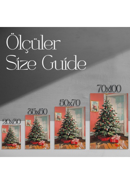 Kırmızı Süslerle Süslenmiş Noel Ağacı Tablosu modelleri