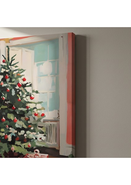 Kırmızı Süslerle Süslenmiş Noel Ağacı Tablosu indirimleri