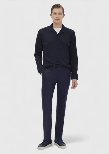 Lacivert Polo Yaka Jakarlı Sweatshırt fiyatları