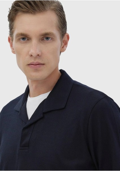 Lacivert Polo Yaka Jakarlı Sweatshırt fırsatları