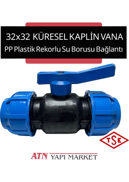 32X32 Küresel Kaplin Vana – Pp Plastik Rekorlu Su Borusu Bağlantı (Tse Belgeli)