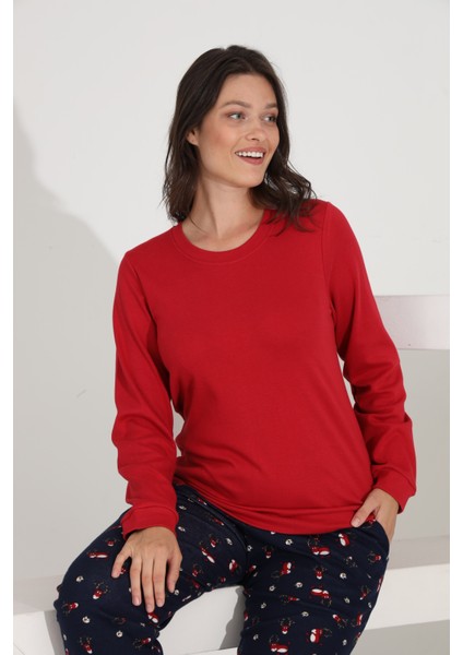 %100 Pamuk Uzun Kol Manşetli Cepli Kadın Pijama Takımı 98515-516 fırsatları