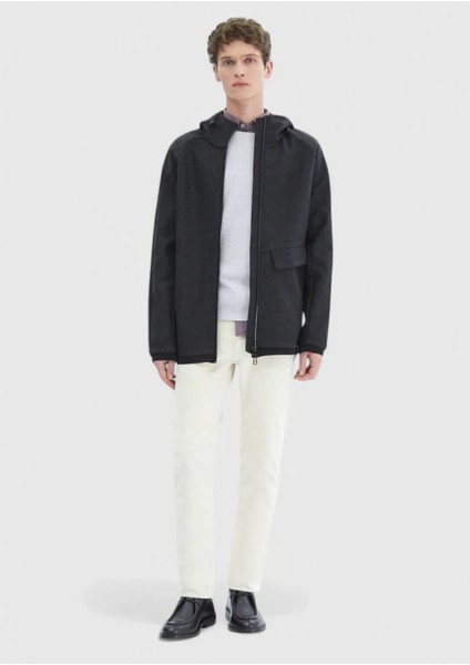 Koyu Gri Regular Fit Kapüşonlu Denim Dokuma Mont fiyatları