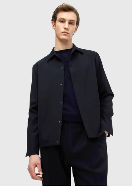 Lacivert Düz Casual Fit %100 Yün Takım Elbise