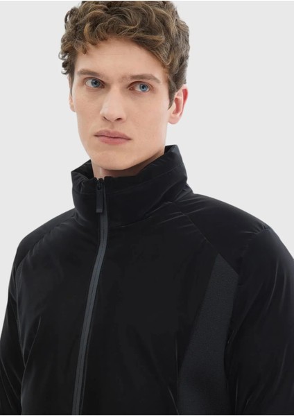 Siyah Regular Fit Dik Yaka Casual Dokuma Mont indirimleri