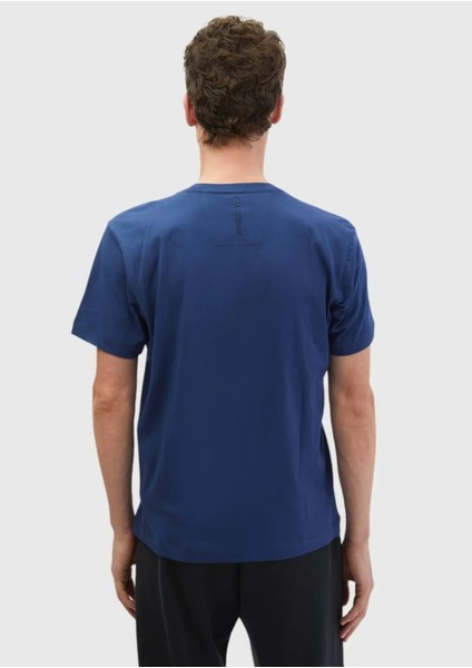 Saks Baskılı Bisiklet Yaka %100 Pamuk T-Shirt fırsatları