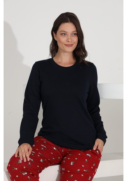 %100 Pamuk Uzun Kol Manşetli Cepli Kadın Pijama Takımı 98515-516 fırsatları