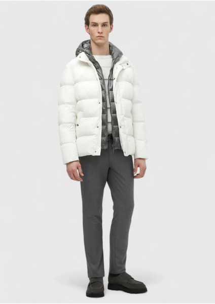 Ekru Regular Fit Kapüşonlu Casual Dokuma Mont fiyatları
