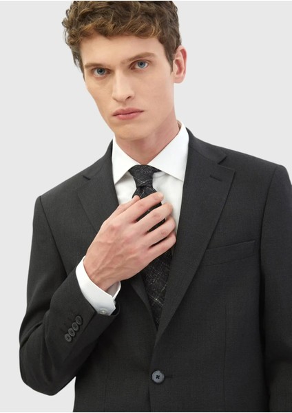 Antrasit Mikro Modern Fit Yün Karışımlı Takım Elbise fırsatları