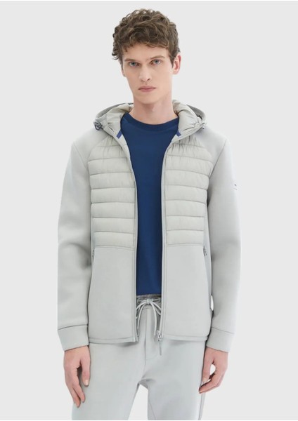 Gri Regular Fit Kapüşonlu Denim Dokuma Mont modelleri