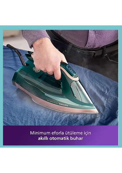 Kireç Önleme Sistemi, 200 Gr/dk Şok Buharı ile Azur 8000 Serisi 3000 W Buharlı Ütü DST8030/70