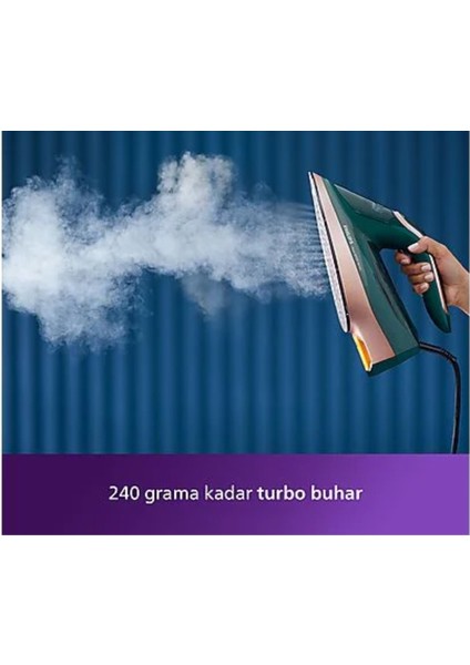 Kireç Önleme Sistemi, 200 Gr/dk Şok Buharı ile Azur 8000 Serisi 3000 W Buharlı Ütü DST8030/70