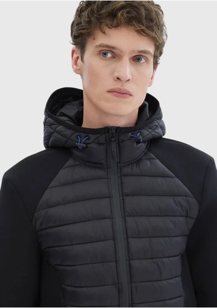 Siyah Regular Fit Kapüşonlu Denim Dokuma Mont indirimleri