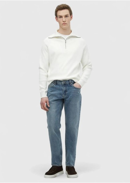 Ekru Yarım Balıkçı Yaka Düz Örgü Triko Kazak fiyatları