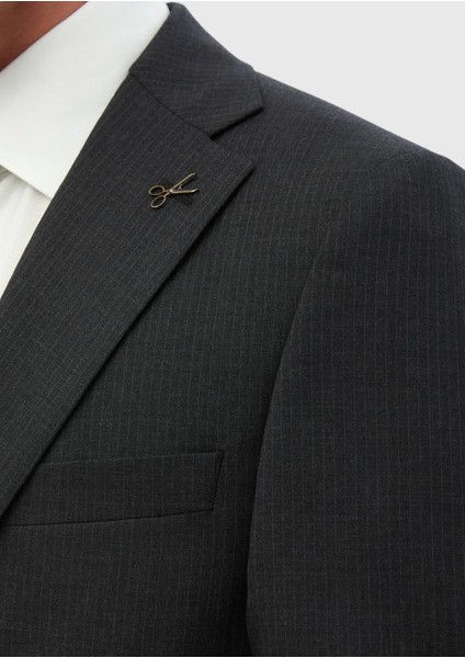 Antrasit Çizgili Thin&taller Slim Fit %100 Yün Takım Elbise indirimleri