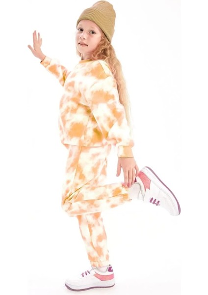 Unisex Çocuk Batik Desenli 3 Iplik Şardonsuz Eşofman Takımı