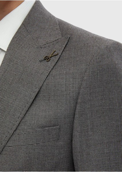 Gri Desenli Zeroweight Slim Fit %100 Yün Takım Elbise indirimleri