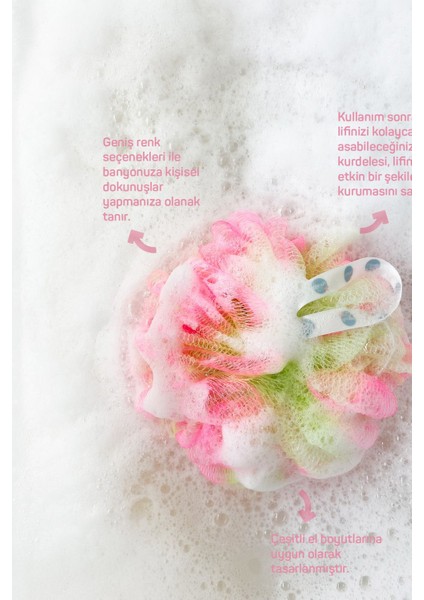 Yumuşak Pon Pon Banyo Lifi Seti - Cilde Zararlı Olmayan 3'lü XXL Mavi