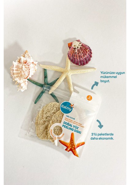 Yüz Peeling Diski - Doğal Kabak Lifi ile Ölü Deri Temizleyici ve Cilt Canlandırıcı, 3'lü Set