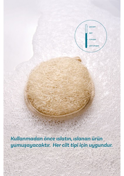 Doğal Kabak Lifi ve Pamuk İpli Oval Beyaz Banyo Kesesi 1 Adet Yüz ve Vücut Temizliği