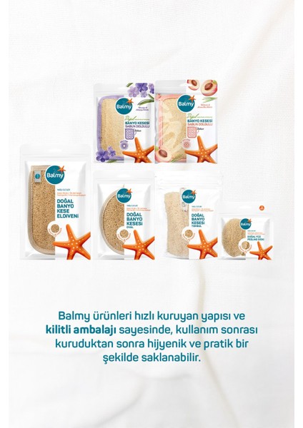 Doğal Kabak Lifi ve Pamuk İpli Oval Beyaz Banyo Kesesi 1 Adet Yüz ve Vücut Temizliği